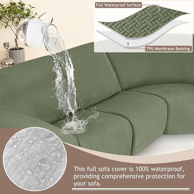 ALIECOM 100% Waterproof Recliner Sectional Couch Covers L Shape Stretch Corner