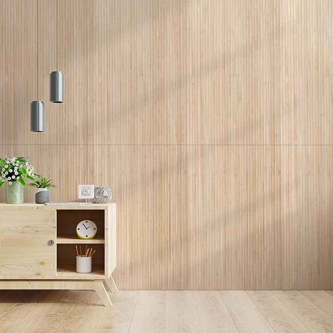 Art3d 48 x 96 Inch Natural Bamboo Wall Panel