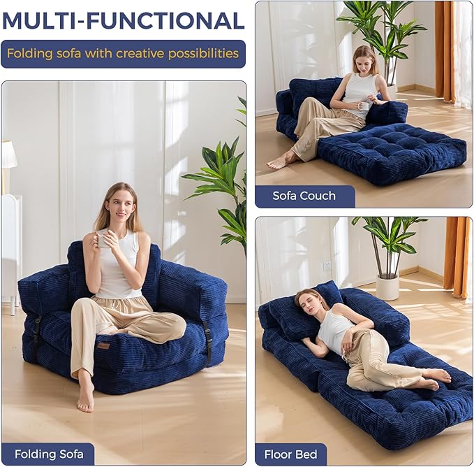 MAXYOYO Folding Sofa Bed, L-Shaped Convertible Sofa Bed