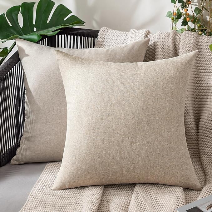 MIULEE Pack of 2 Decorative Outdoor Solid Waterproof Throw Pillow Covers Faux