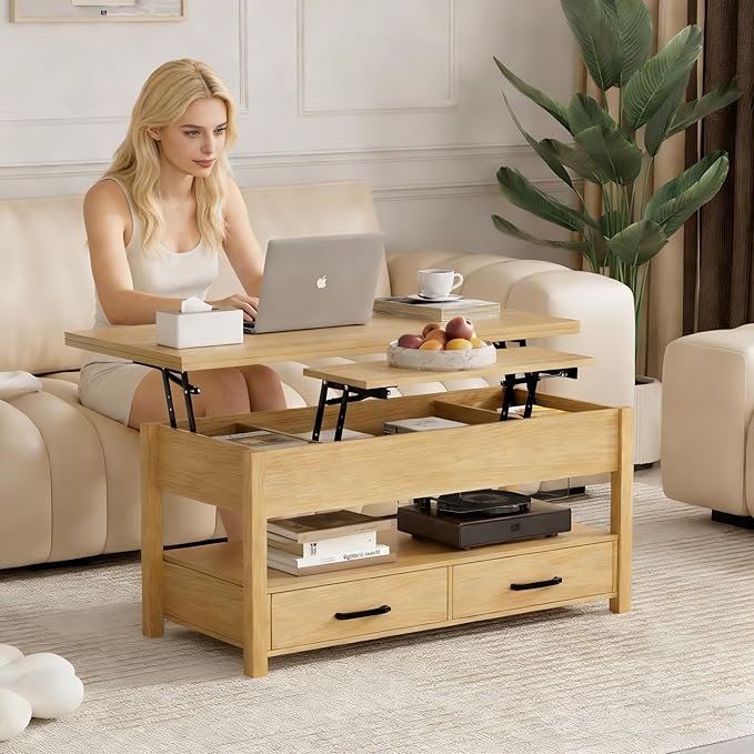 SYESWAY 42'' Lift Top Coffee Table, 4-in-1 Multifunctional Lift Coffee Table