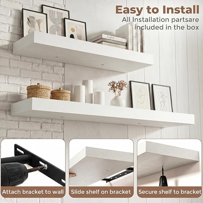 FLYJOE Floating Shelves for Wall, 72 Inch Floating Shelves Set of 2, Kitchen