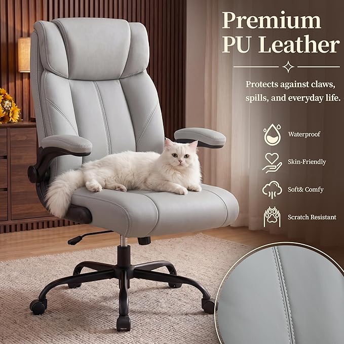 Office Chair, Leather Ergonomic Computer Desk Chair