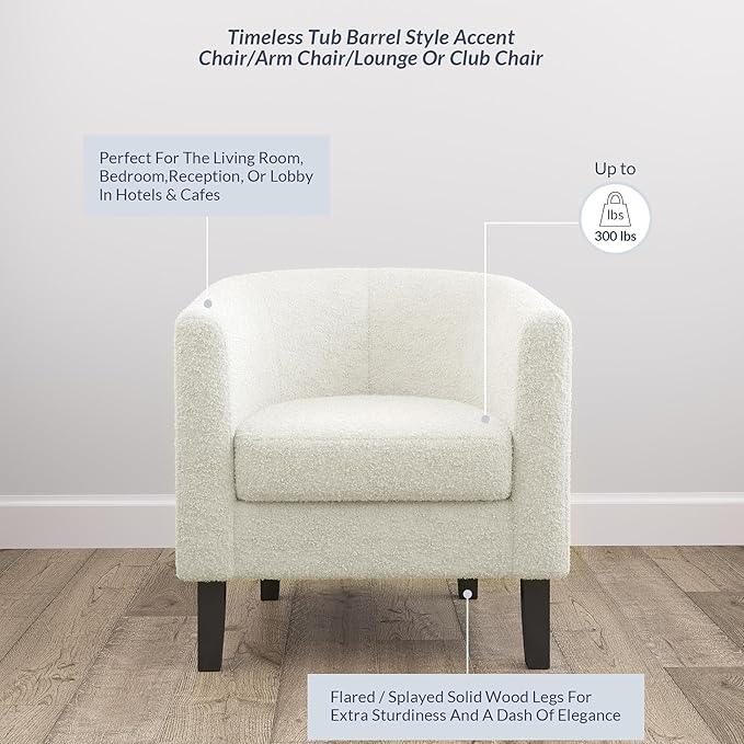 BELLEZE Accent Barrel Chair, Linen Round Chair Club Tub Sofa Corner Chair