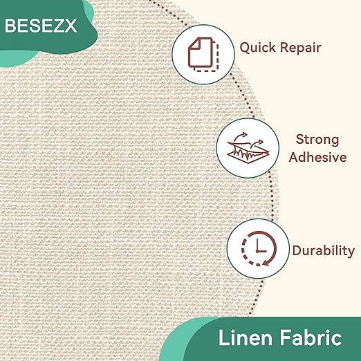Besezx Linen Fabric Repair Tape, 3x79 Inch Self Adhesive Repair Patches