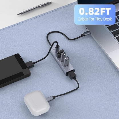 intpw USB C to USB A Hub 5 Ports Type C Hub USB 3.0 5Gbps Aluminum Adapter Multiport USB C Hub for Laptop, Mac, iPad, PC (0.82FT(5in1,BC))