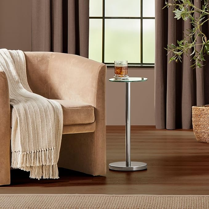 mDesign Side Table — Glass Top Nightstand