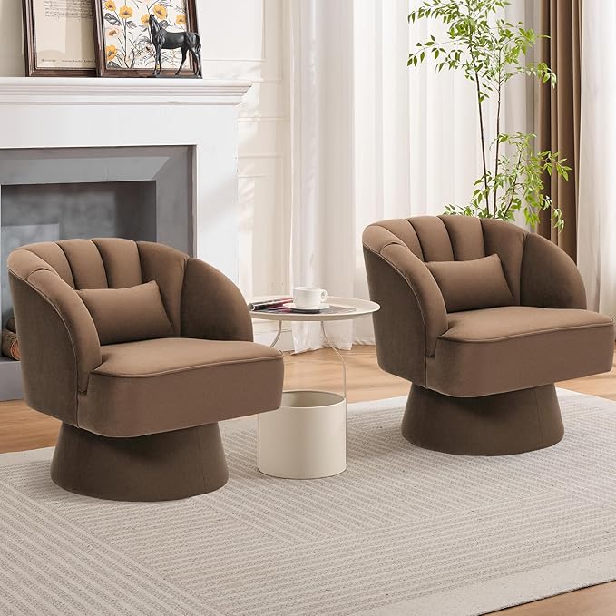 Garvee Ultra-Plush Swivel Accent Chair, 360° Barrel Lounge Chair