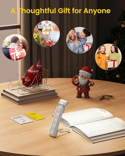 Glocusent Extendable Book Lights for Reading at Night, 5 Enhanced Brightness & 3 Colors with Sleep Aid & Timers, Clip on USB Rechargeable Reading Light for Books in Bed, Ideal Book Lovers Gifts
