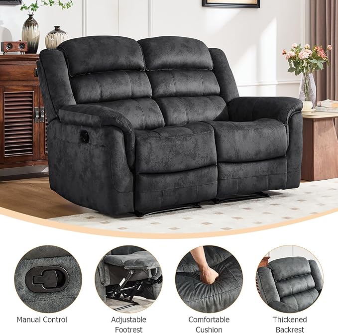 EBELLO Loveseat Recliner Sofa for Living Room, Extra Wide Modern Overstuffed 2