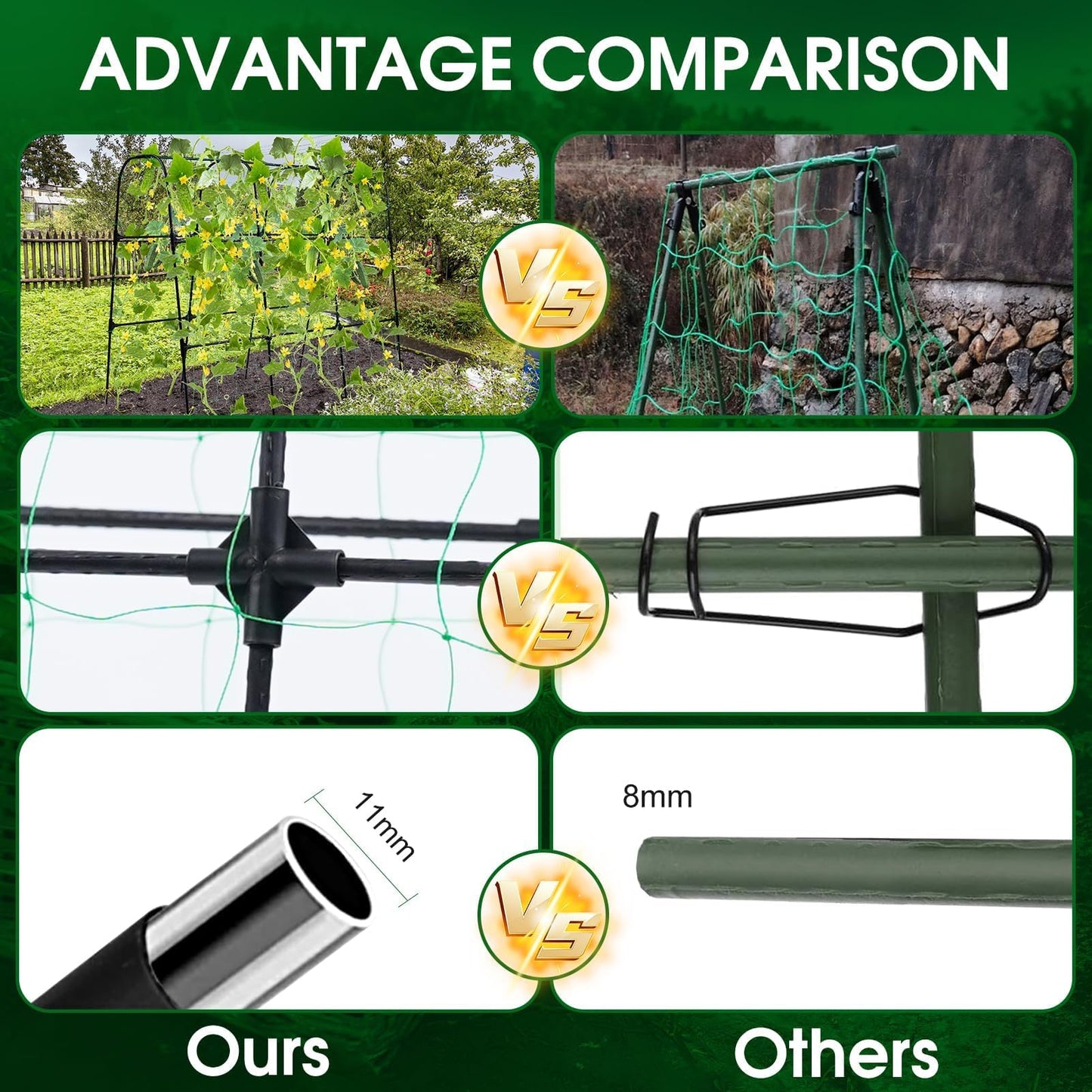 OTOSUNNY Cucumber Trellis, 50x48 inch Metal Garden Arch Trellis for Climbing Plants Outdoor, Plant Support for Vegetable Vine Tomato Green Bean Pea Cucumber Trellis for Raised Bed Garden, Black