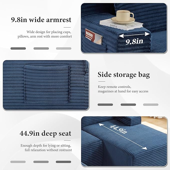 96" Sectional Couches for Living Room Cloud Couch Sofa
