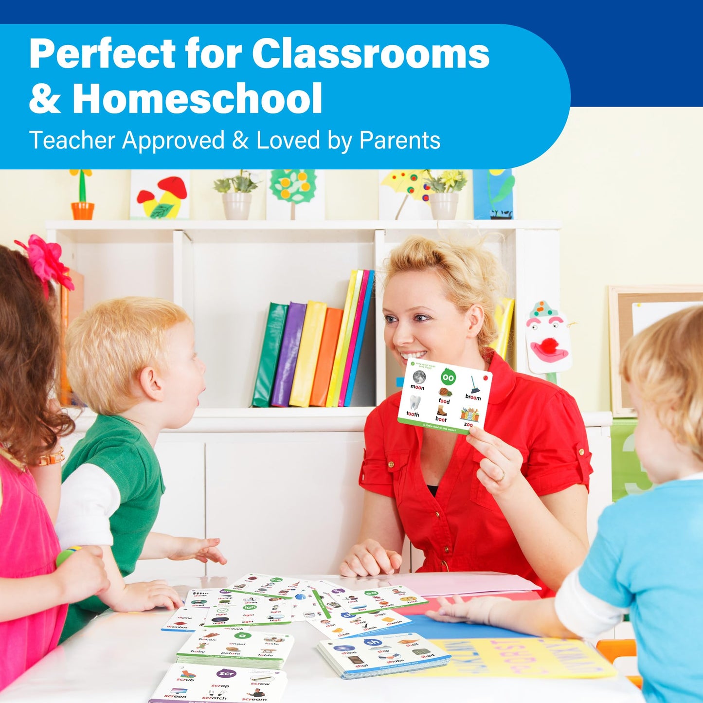 Phonics Flash Cards, 76 Cards 24 Principles, Learn to Read Phonics Games, CVC Digraphs Blends Long Vowel Sounds, Classroom Homeschool Educational Toys for Kids Ages 4-8 Kindergarten 1st 2nd Grade