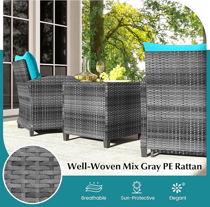 Tangkula 5 Pieces Patio Conversation Set, PE Wicker Rattan Outdoor Furniture Set