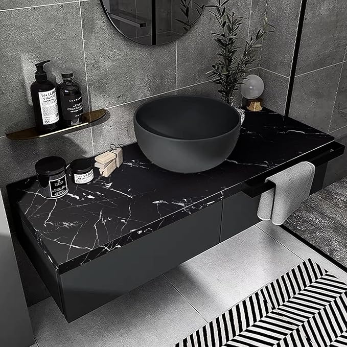 practicalWs 17.71" x 78.7" Marble Contact Paper Black/White Peel and Stick