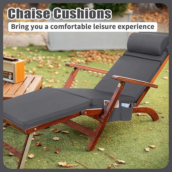 Wenqik 2 Pcs Outdoor Chaise Lounge Cushion