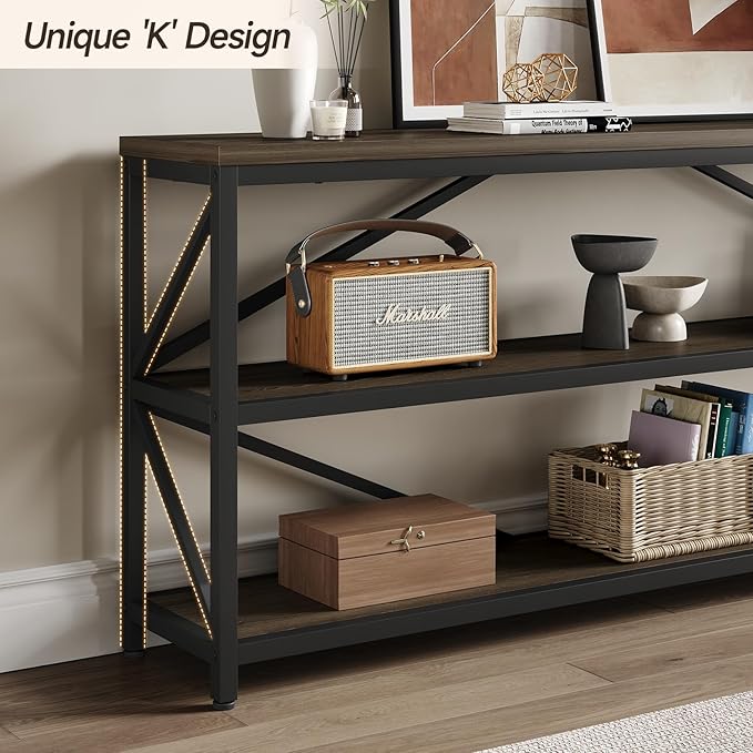 ONBRILL Industrial Console Sofa Table, 70.8 Inch Extra Long Entryway Table