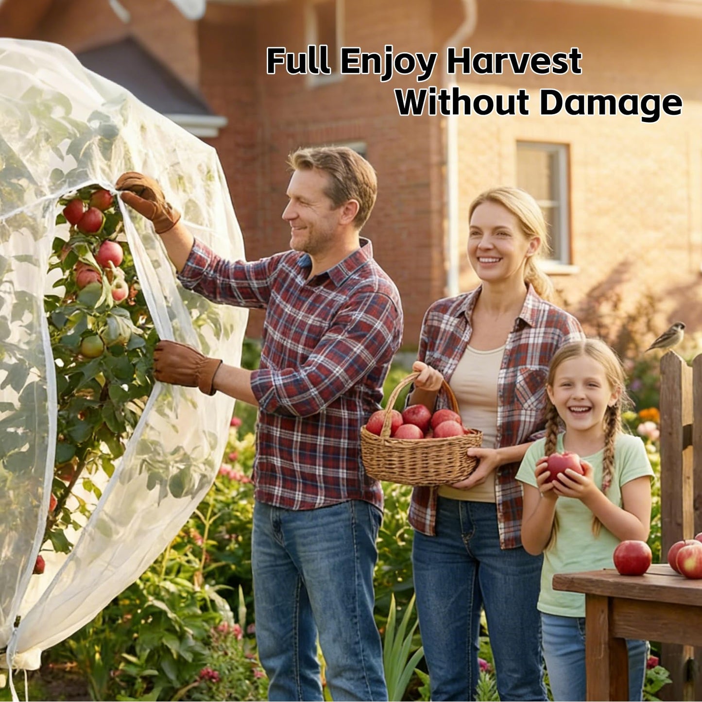 6.5x6.5x6.5Ft Extra Large Fruit Tree Netting Cover with Zipper & Drawstring, Garden Mesh Netting for Protecting Plants from Birds,Bug& Squirrels,Ultra Fine Weather Resistant Tree Netting