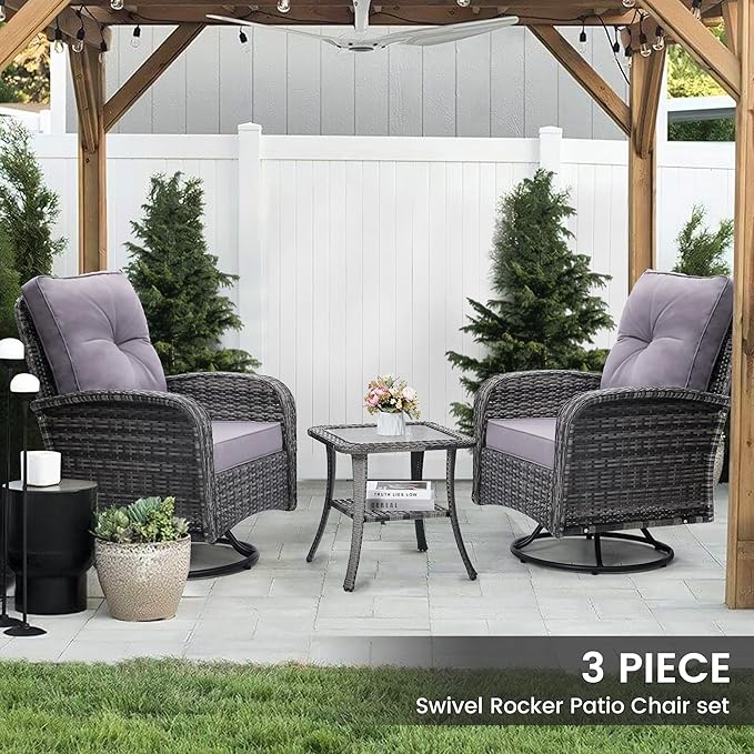wildformers Luxury Outdoor Swivel Wicker Glider Patio Chairs