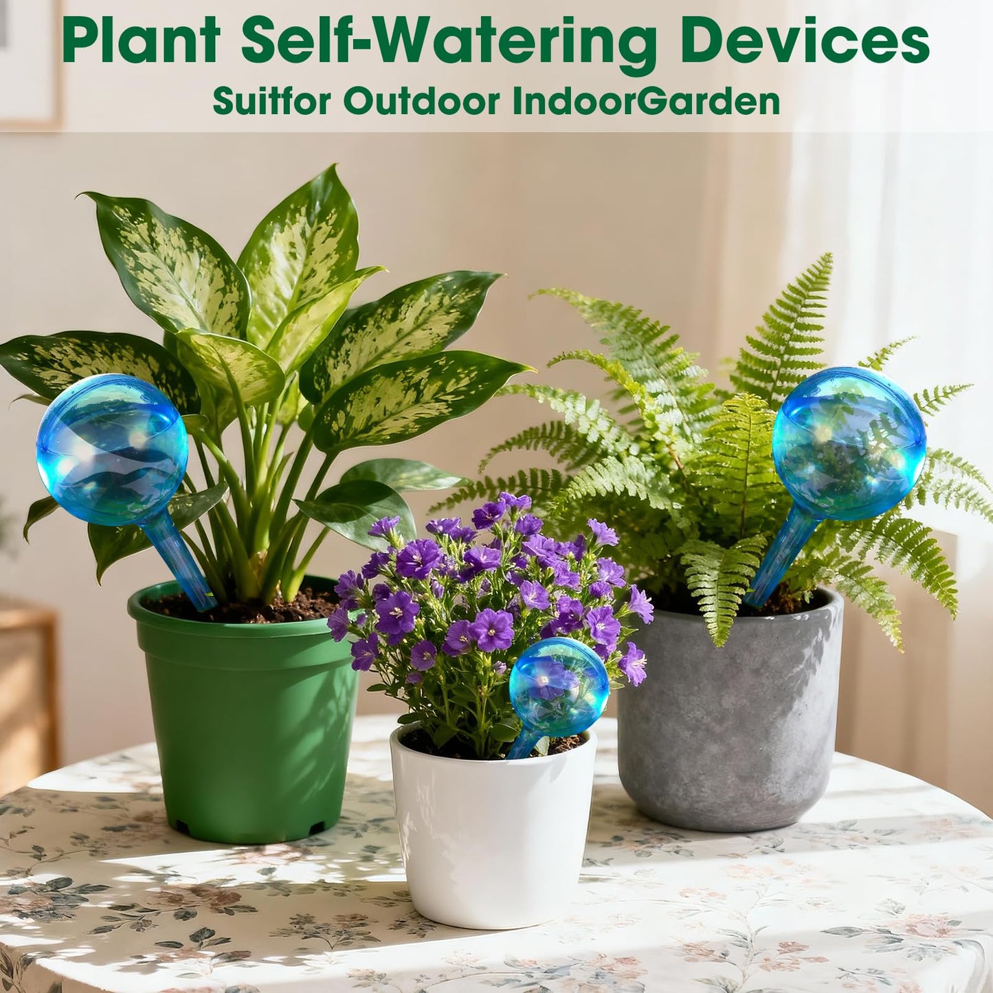 VZZNN 20 Pack Hard Plastic Plant Watering Globes (Blue) - Transparent Self Watering Globes for Indoor & Outdoor Potted Plants, Vacation Plant Care, Water Conservation Device