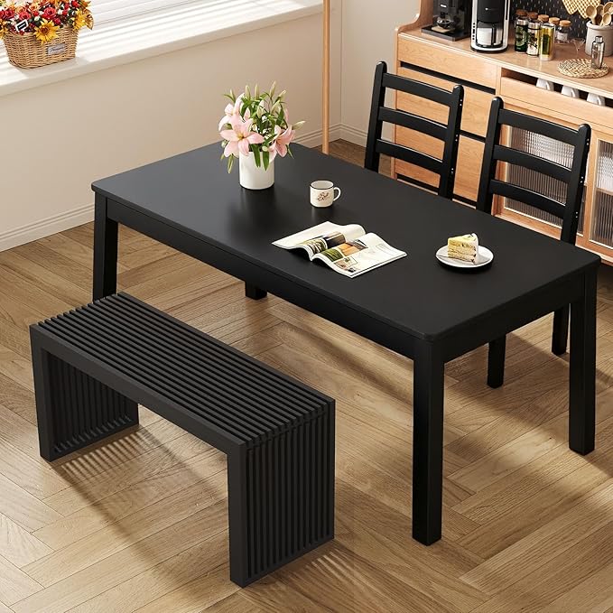 Bamboo Dining Bench, 35 inch Farmhouse Decor Indoor Kitchen Table Bench