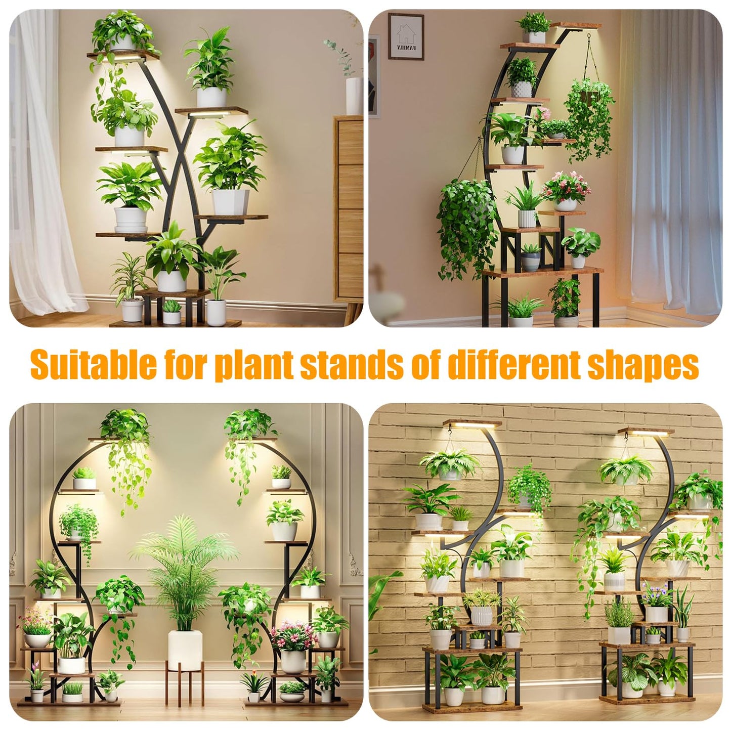 LED Grow Light Strips, Grow Lights for Indoor Plants Full Spectrum 3000K, Plant Light Bar with 3/9/12H Timer, 10 Dimmable Levels for Seedling Succulent,Best Match for Plant Shelf(3 Head×2 Pack)