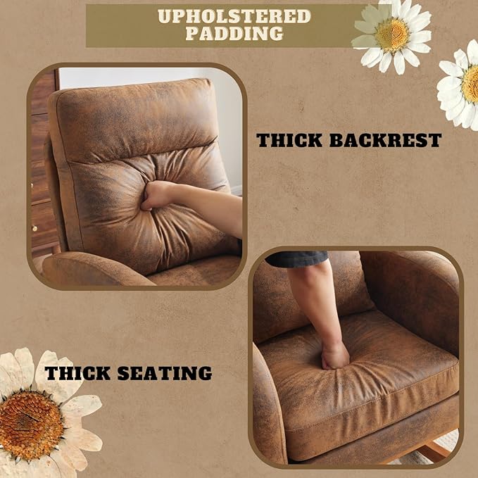 VINGLI Rustic Microfiber Nursing Rocking Chair