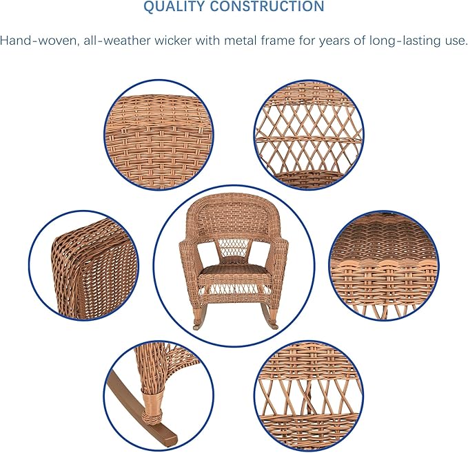 Jeco 3 Piece Rocker Wicker Chair Set