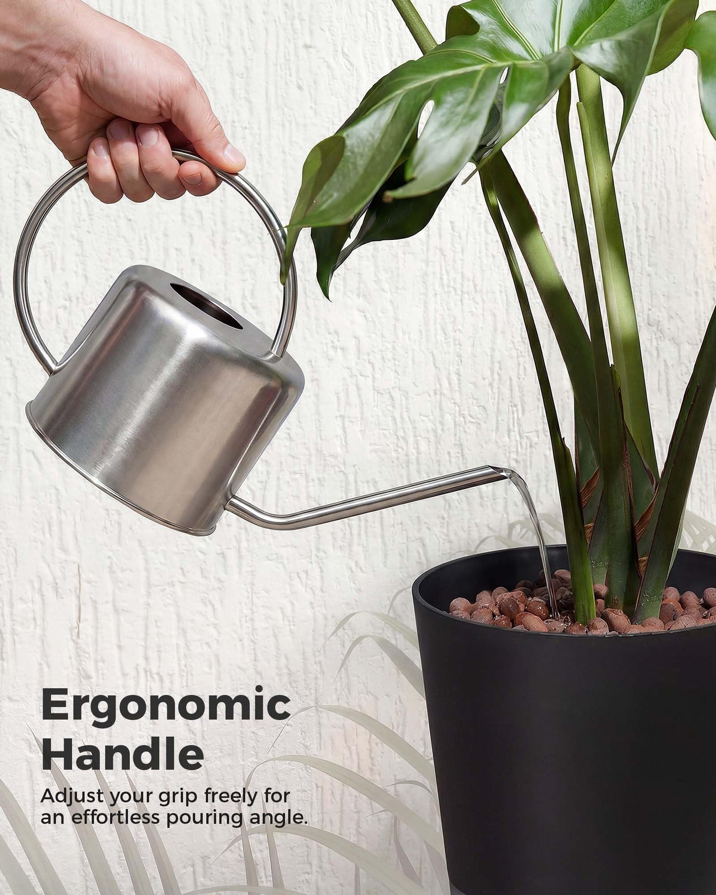 Bamworld Metal Watering Can for Indoor Outdoor Plant 1L/35oz Silver Stainless Steel Watering Can with Long Spout for House Potted Plants Succulents Bonsai Garden Flowers