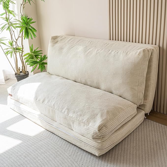 MAXYOYO Folding Sofa Bed, Extra Thick and Long Floor Sofa Convertible Sleeper