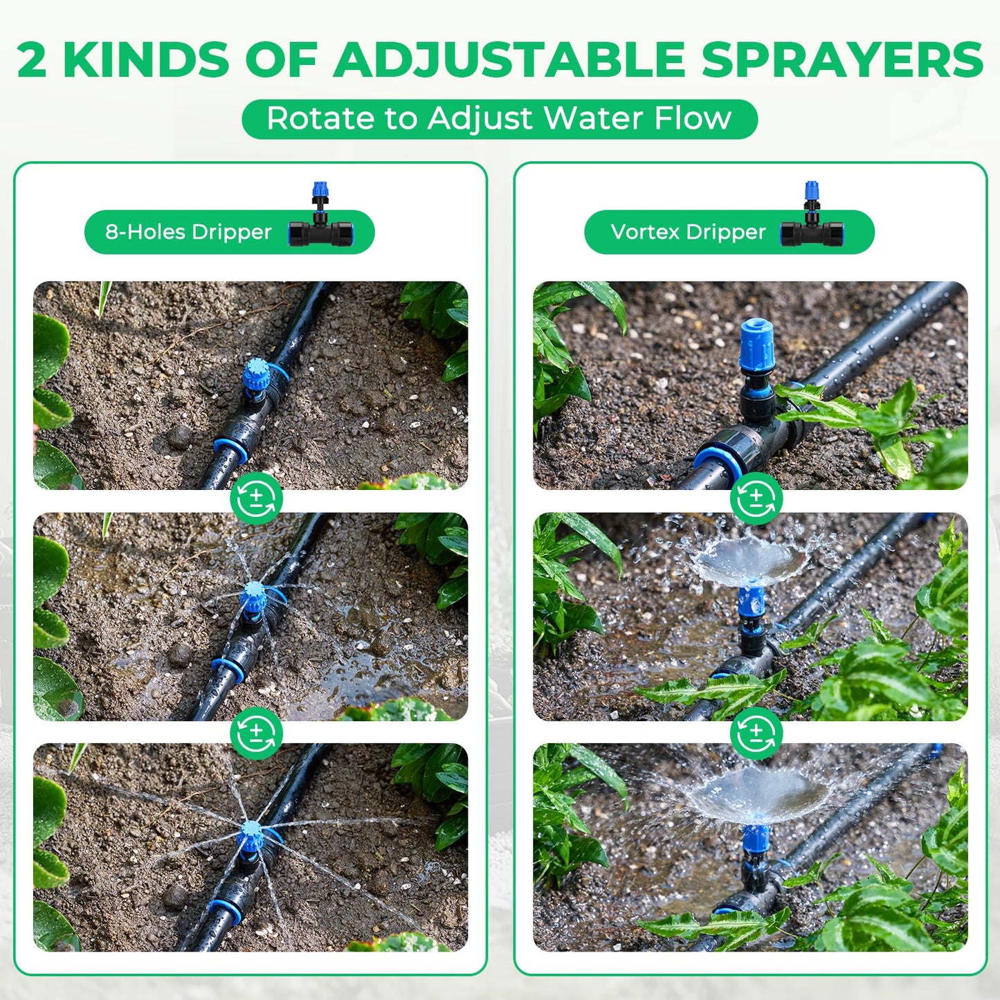 HIRALIY Raised Bed Drip Irrigation Kit Medium, DIY Garden Grid Watering System, Garden Irrigation System, for Flower Bed up to 3 x 8FT