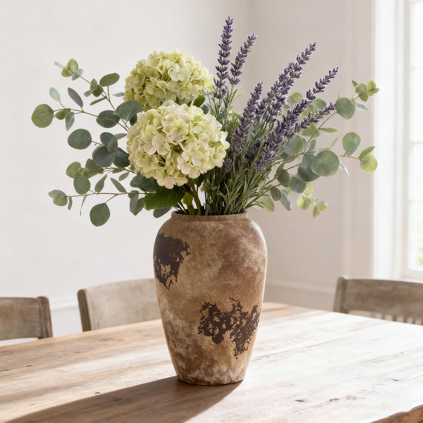 Ceramic Rustic Vases for Centerpieces,11 inch Decorative Terracotta Flower Terracotta vase for Home Decor,Farmhouse,Living Room,Table,Neutral,Waterproof