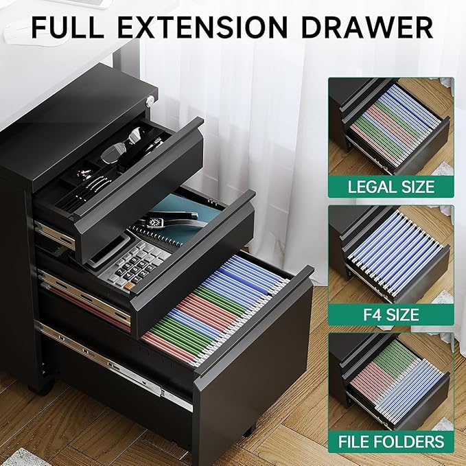 Letaya 3 Drawer Mobile File Cabinet