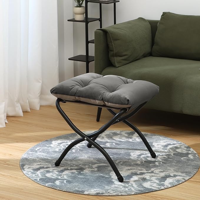 15" Folding Ottoman, Foldable Footrest Stool, Small Foot Stool