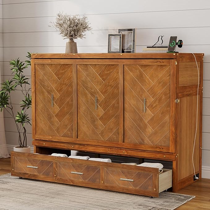 KEIKI Queen Murphy Bed Cabinet