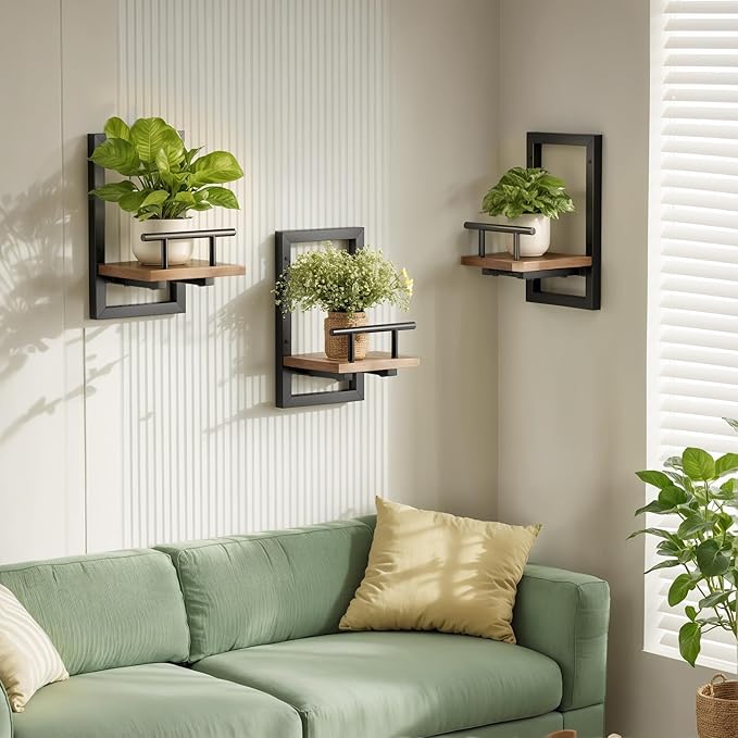 Sbosbo Floating Shelves for Wall, Plant Shelf Indoor, Wall Planters for Indoor