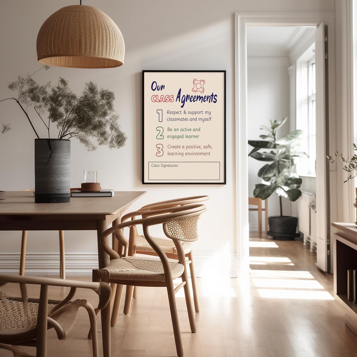 Poster Master Our Class Agreements Poster - Learning Environment Print - Preppy Art - Educational Art - Gift for Teacher & Students - Great Wall Decor for School or Classroom - 8x10 UNFRAMED Wall Art
