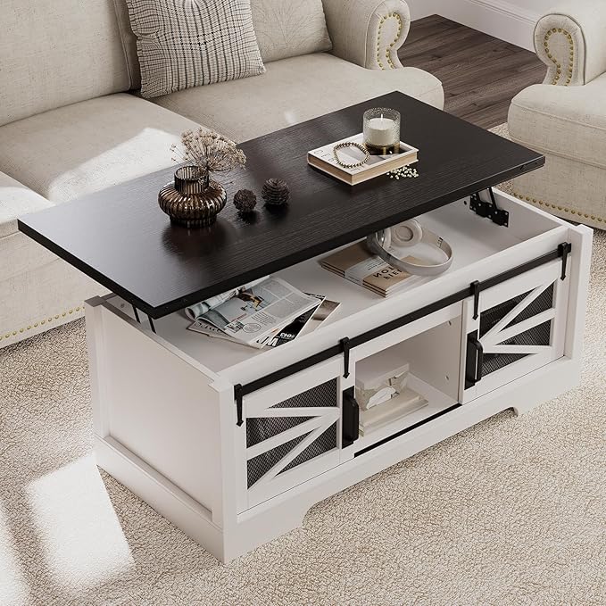 47.2" Lift Top Coffee Table, Hidden Storage Compartment, Lifting Tabletop