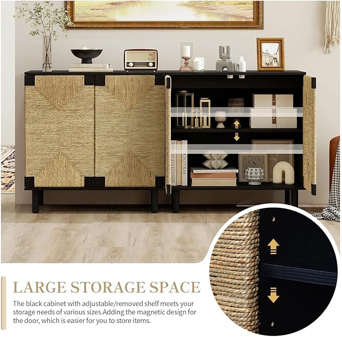 31.5" Accent Storage Cabinets, Modern Boho Sideboard