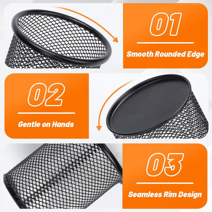 Segarty Pen Cup Holder for Desk, 12 Pack Black Pencil Holder, Round Wire Mesh Pen Container Set for Office Supply, School Classroom, Home Desktop Accessories, Makeup Brush Organizer