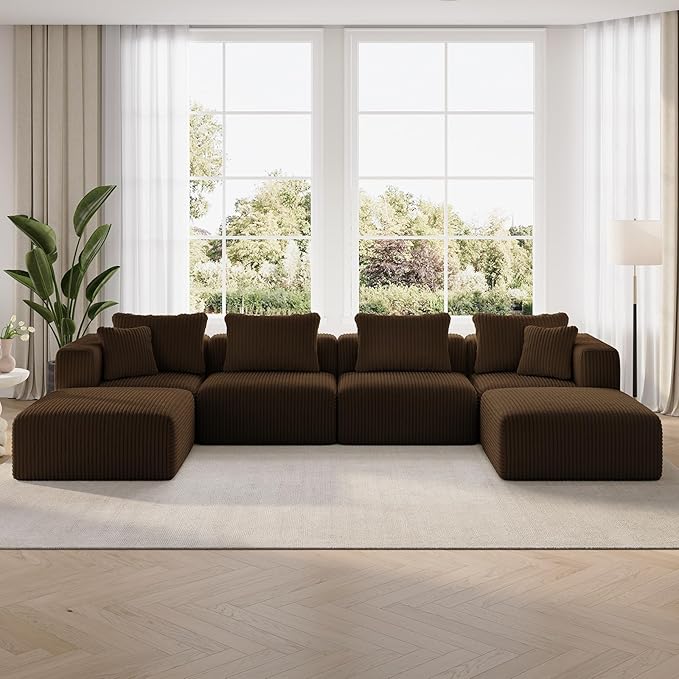 Novilla 141" Modular Sectional Sofa, Modern Cloud Sectional Couch