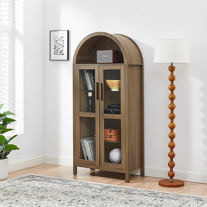 67" Tall Display Cabinet with Glass Doors, Glass Display Case Storage Cabinets