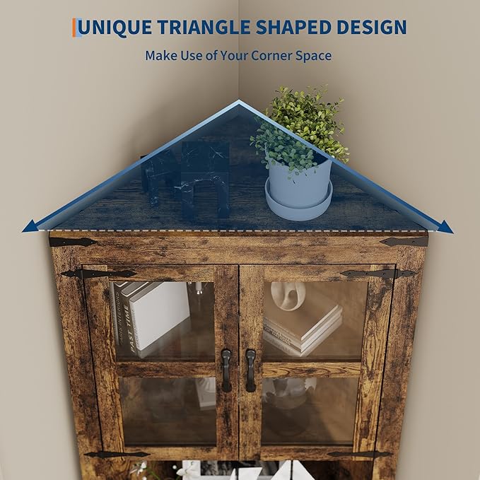 GarveeHome 67 in Tall Corner Storage Cabinet