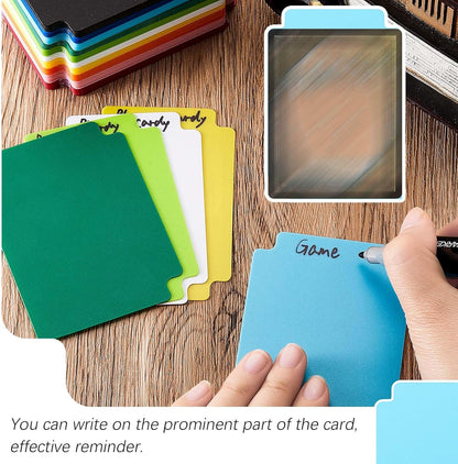 Lewtemi 450 Pcs Trading Card Dividers Page Dividers with Tabs Plastic Playing Sports MTG Card Separators with Side Labels for Games Sports(Cute Color)