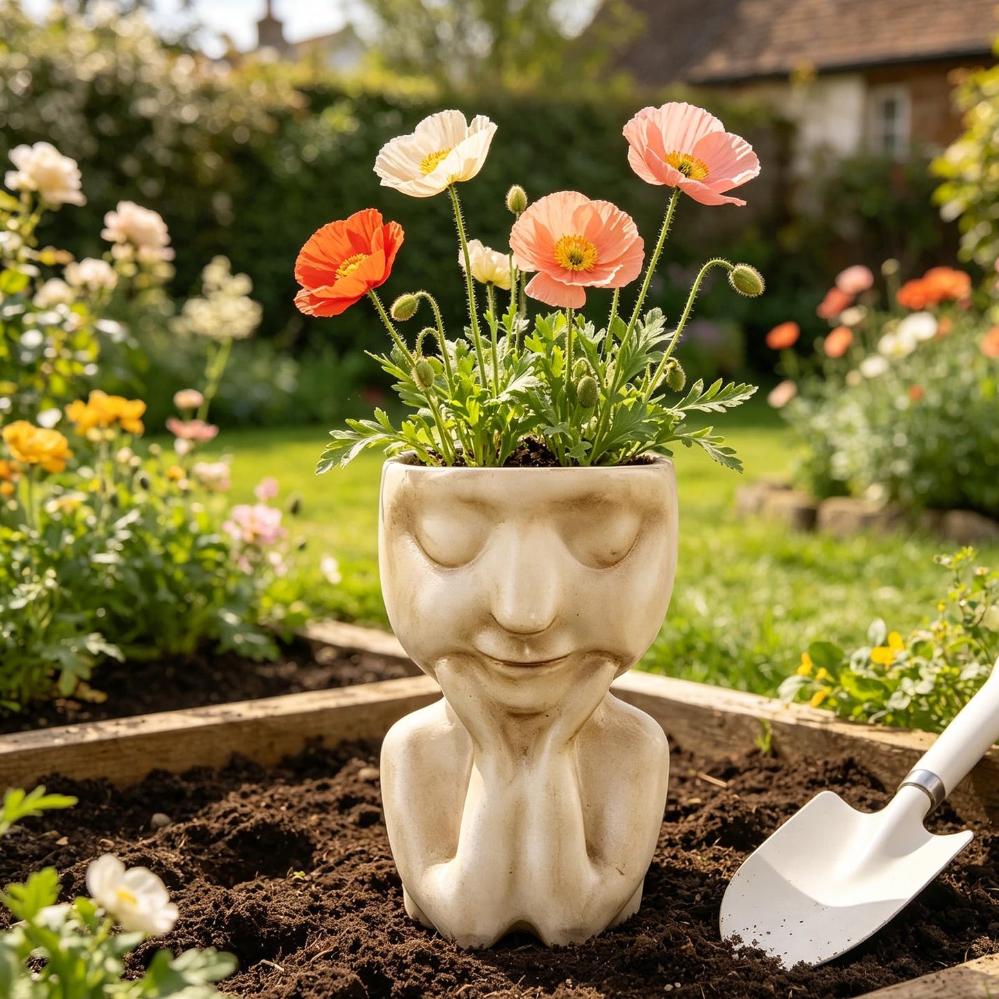 LIUXINJIAN-RHX Face Flower Pots with Thinking Pose, Head Planter Pot for Indoor Plants, Cute Succulent Pots with Drainage Hole, Gardening Gifts for Women Mom Teacher
