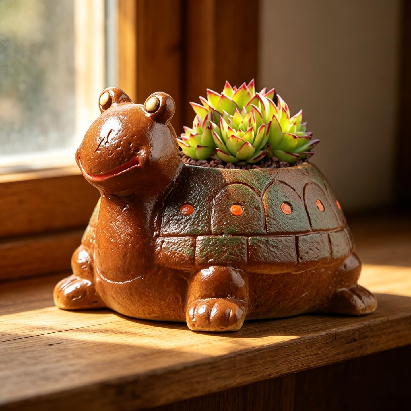 Cute Turtle Planter Succulent Pots, Small Succulent Planters with Drainage Hole, Turtle Plant Pots for Home Office Desktop, Turtle Flower Pot for Indoor Outdoor Decorations, Turtle Gifts for Women