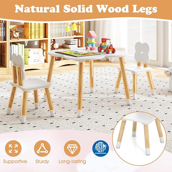 Costzon Kids Table and Chairs, Wooden Toddler Desk Set