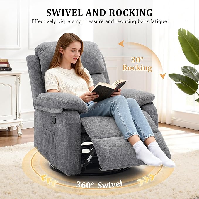 Korser Recliner Chair, 360 Swivel Rocker Chair