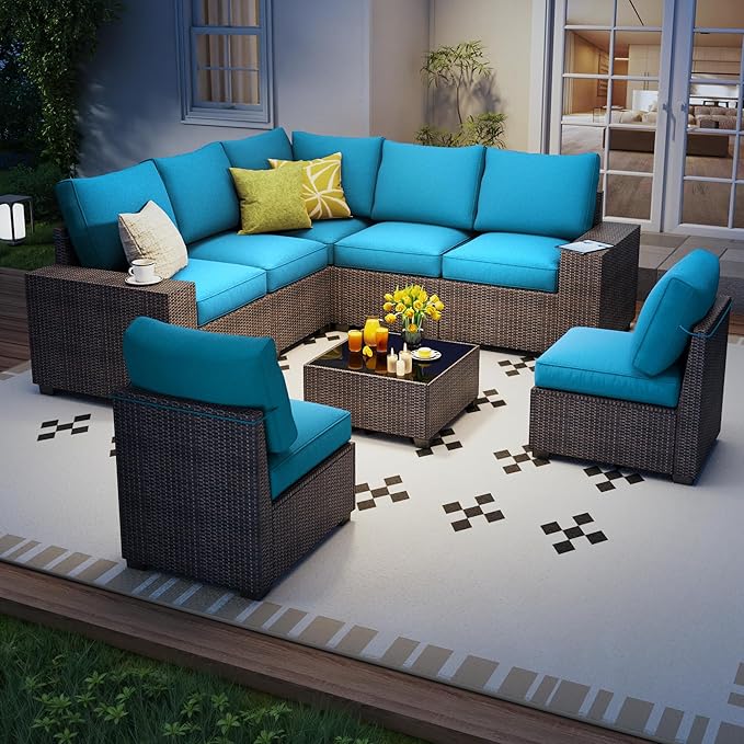 olimix 8 Piece Outdoor Patio Furniture Set, Outdoor Sectional Furniture