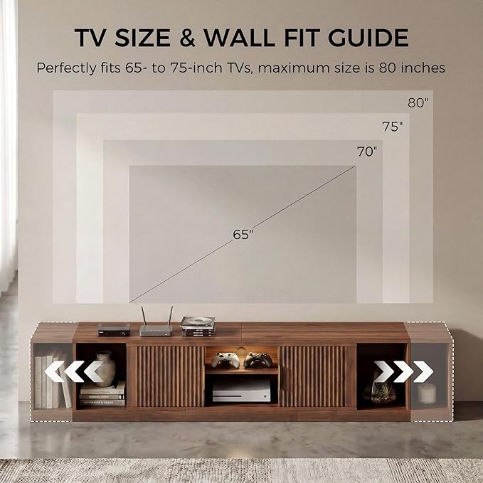 IRONCK TV Stand for 55-80 Inches TVs, Extendable Corner Entertainment Center